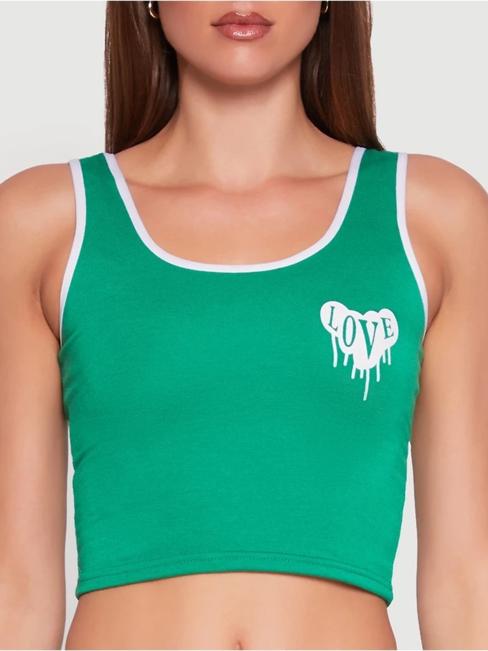 AQ Sport - Love Graphic Cropped Tank - Green / White - Women’s Small NWT